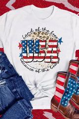 White USA Flag Slogan Graphic T-shirt Graphic Tees JT's Designer Fashion