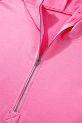 Bonbon Solid Kangaroo Pocket Half Zipper Oversized Hoodie Sweatshirts & Hoodies JT's Designer Fashion