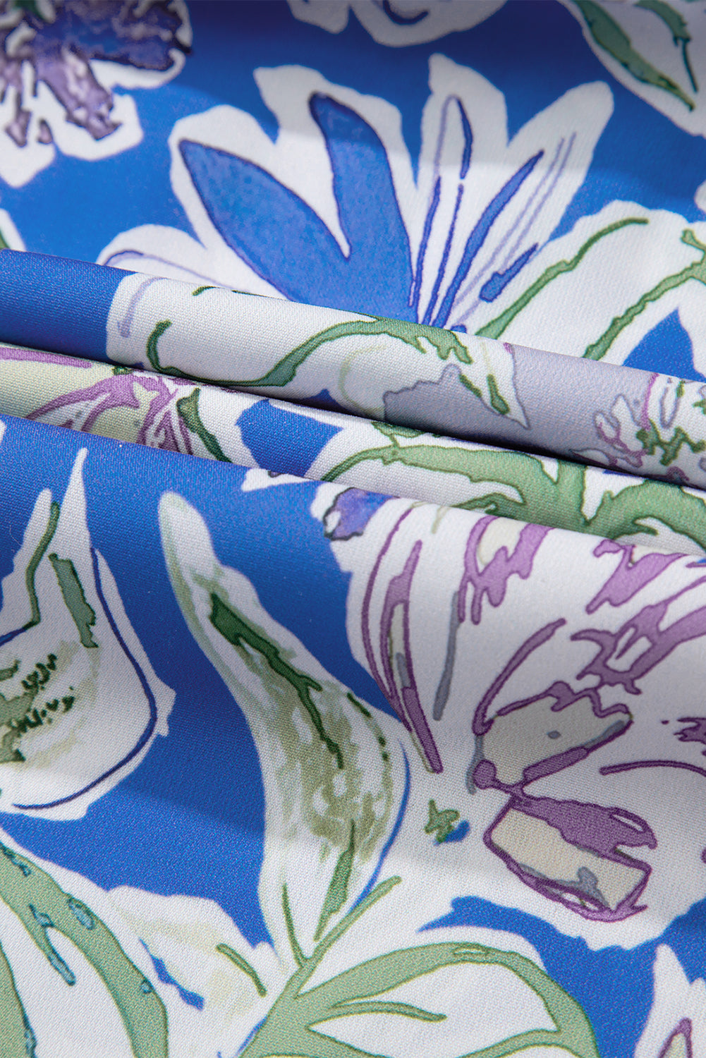 Sky Blue Floral Print Self-tie Straps Flowy Ruffle Long Dress Maxi Dresses JT's Designer Fashion