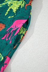 Green Horse Printed Long Sleeve Collared Buttoned Plus Size Midi Dress Plus Size Midi Dresses JT's Designer Fashion