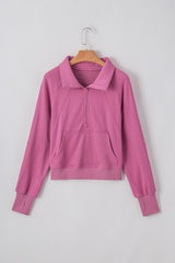 Valerian Quarter Zip Stand Neck Kangaroo Pocket Sweatshirt Sweatshirts & Hoodies JT's Designer Fashion