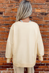 Apricot LOVE PATCH Graphic Oversized Sweatshirt Sweatshirts & Hoodies JT's Designer Fashion