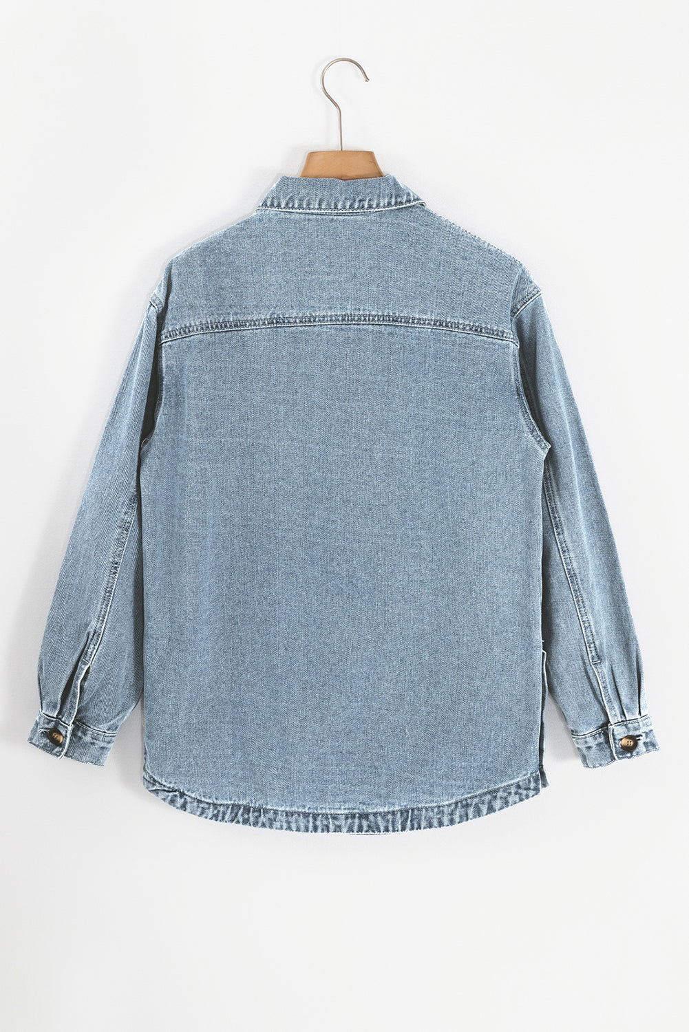 Dusk Blue Slit Buttons Pocketed Denim Jacket Denim Jackets JT's Designer Fashion