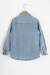 Dusk Blue Slit Buttons Pocketed Denim Jacket Denim Jackets JT's Designer Fashion