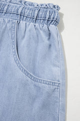 Beau Blue Pocketed Drawstring High Waist Plus Size Denim Shorts Plus Size Bottoms JT's Designer Fashion