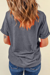 Gray Cowgirl Boots OX Head Western Fashion Print Crewneck Tee Graphic Tees JT's Designer Fashion