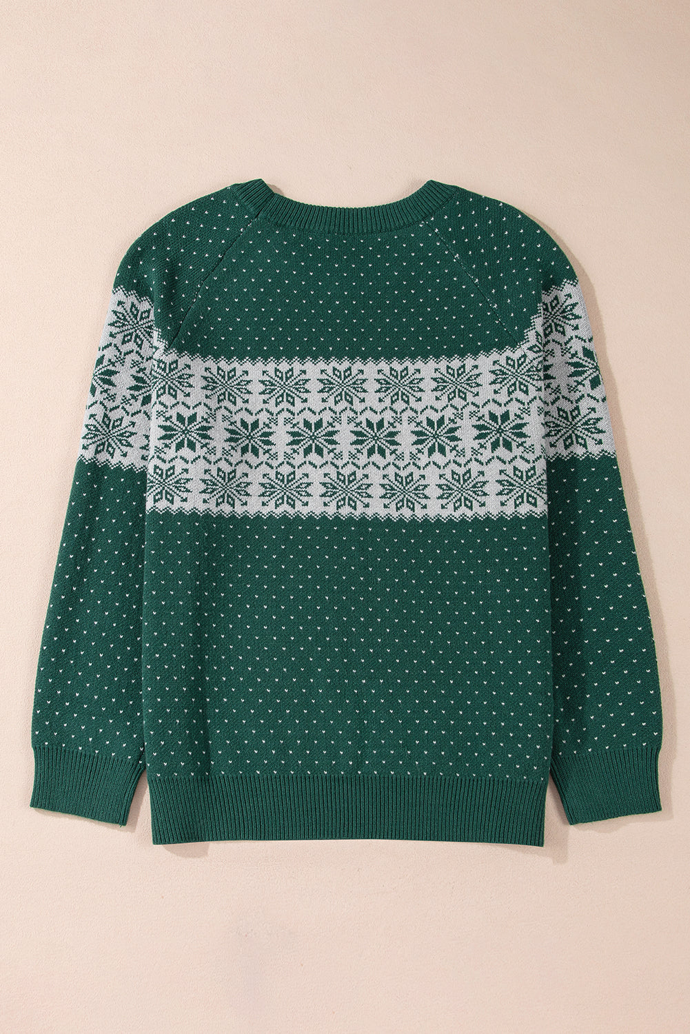 Green Christmas Snowflake Pattern Drop Shoulder Plus Size Sweater Plus Size Sweaters & Cardigans JT's Designer Fashion