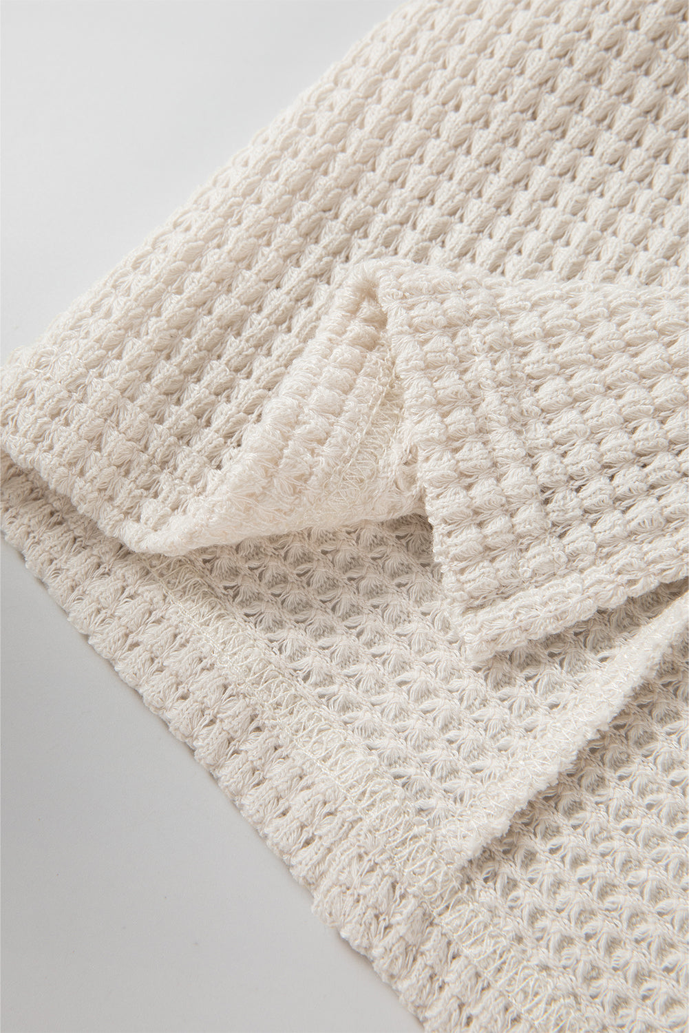 Apricot Waffle Knit Splits Batwing Sleeve Oversized Top Long Sleeve Tops JT's Designer Fashion