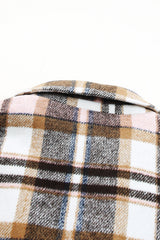 Pink Plaid Button Up Lapel Jacket Plaid Shackets JT's Designer Fashion
