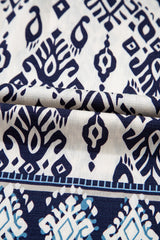 Blue Boho Pattern Print High Waist Wide Leg Loose Pants Pants & Culotte JT's Designer Fashion