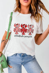White Crawfish Season Fashion Graphic Crewneck T Shirt Graphic Tees JT's Designer Fashion