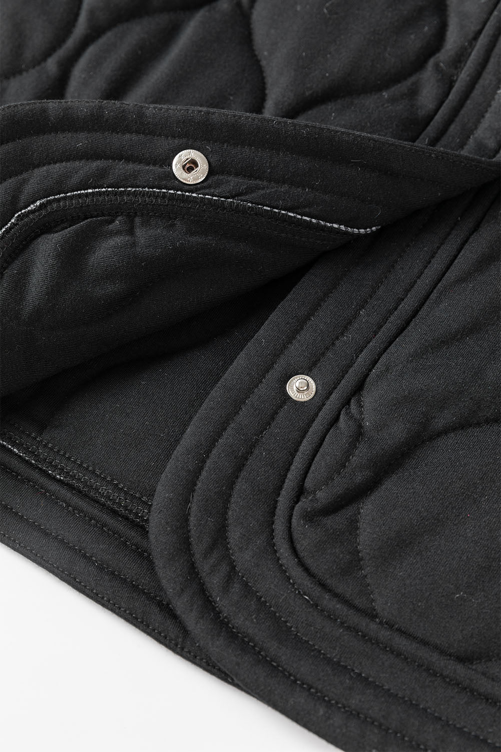 Black Solid Color Quilted Snap Button Jacket Jackets JT's Designer Fashion