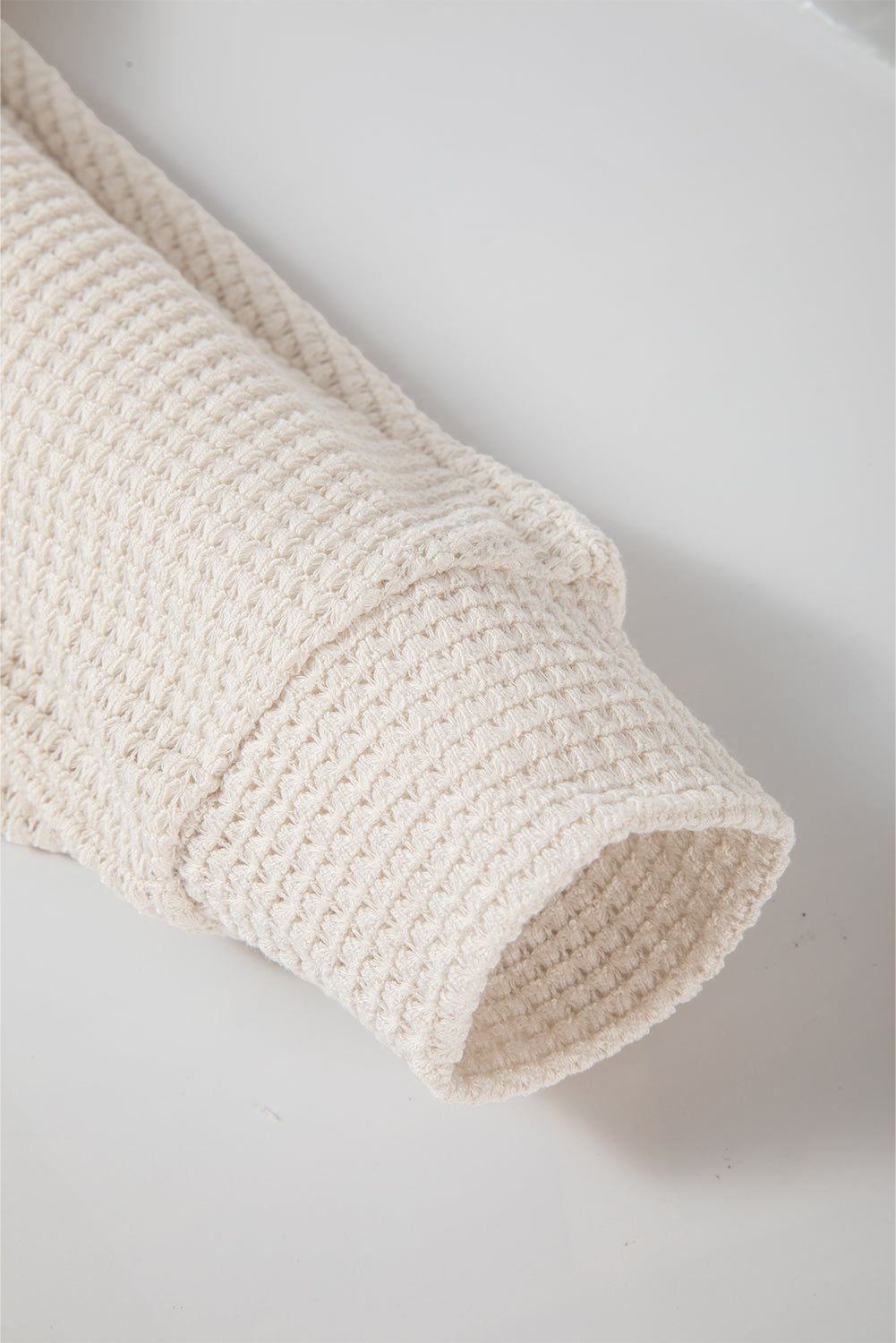 Apricot Waffle Knit Splits Batwing Sleeve Oversized Top Long Sleeve Tops JT's Designer Fashion