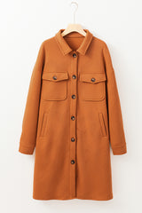 Gold Flame Textured Collared Drop Shoulder Buttoned Front Duster Coat Coats JT's Designer Fashion