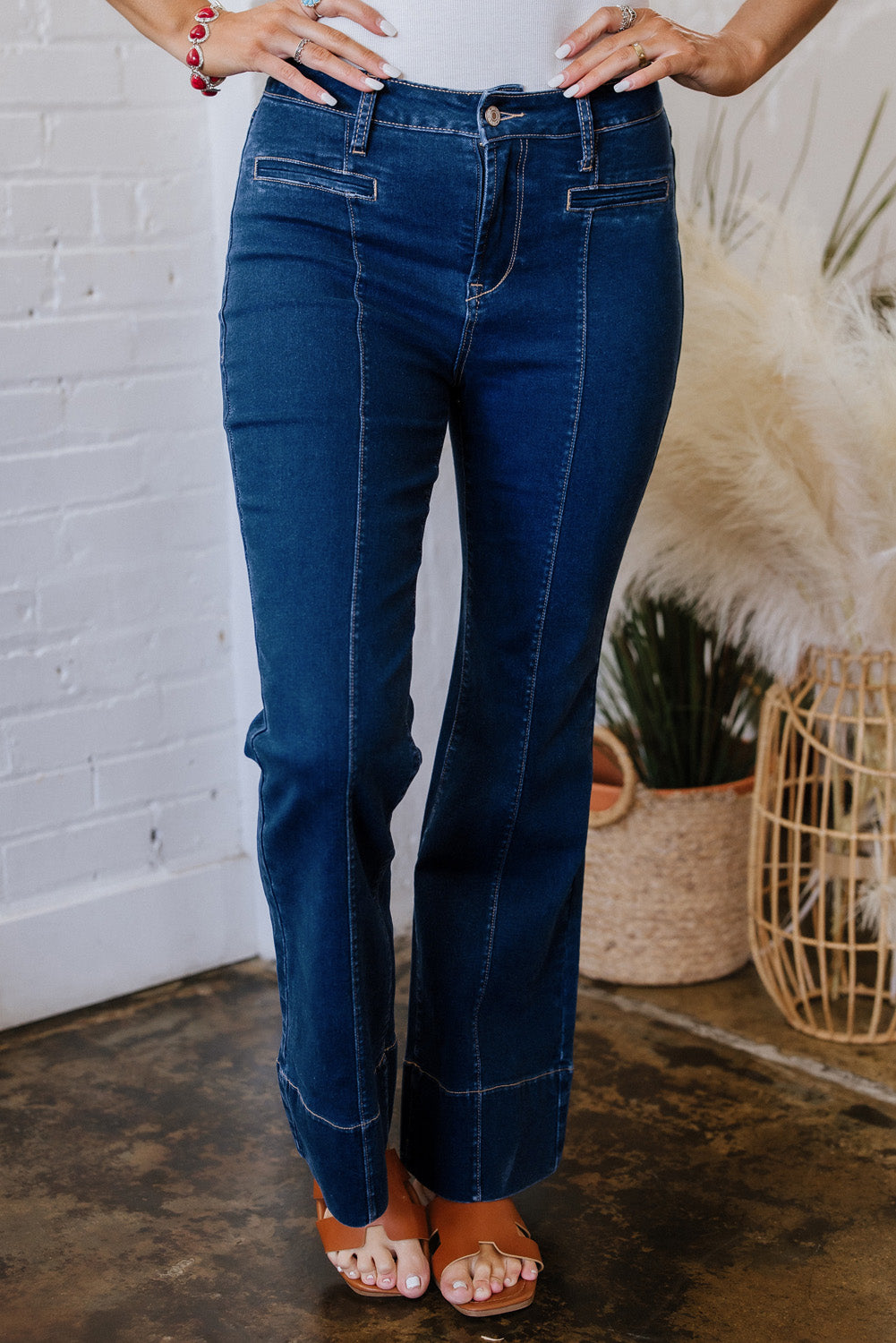 Sail Blue Center Seam Deep Wash Straight Jeans Jeans JT's Designer Fashion