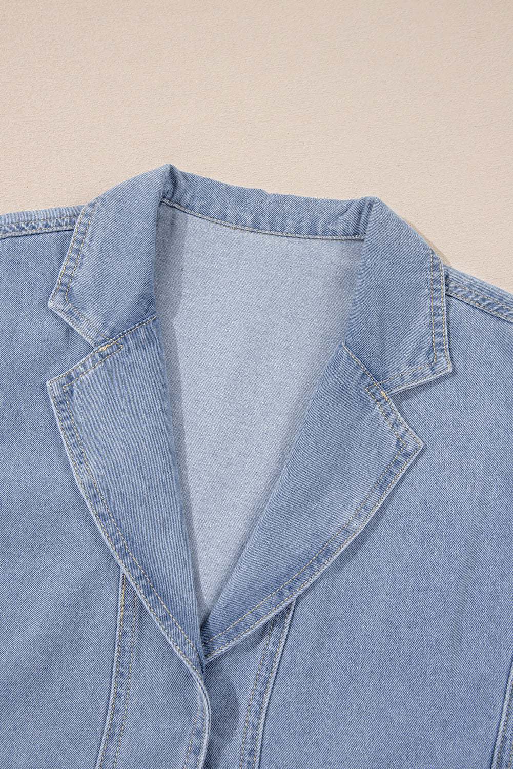 Beau Blue Lapel Neck Cap Sleeve High Waist Denim Babydoll Dress Mini Dresses JT's Designer Fashion