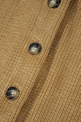 Light French Beige Patched Pocket Button Up Corduroy Shacket Jackets JT's Designer Fashion