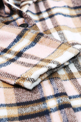 Pink Plaid Button Up Lapel Jacket Plaid Shackets JT's Designer Fashion