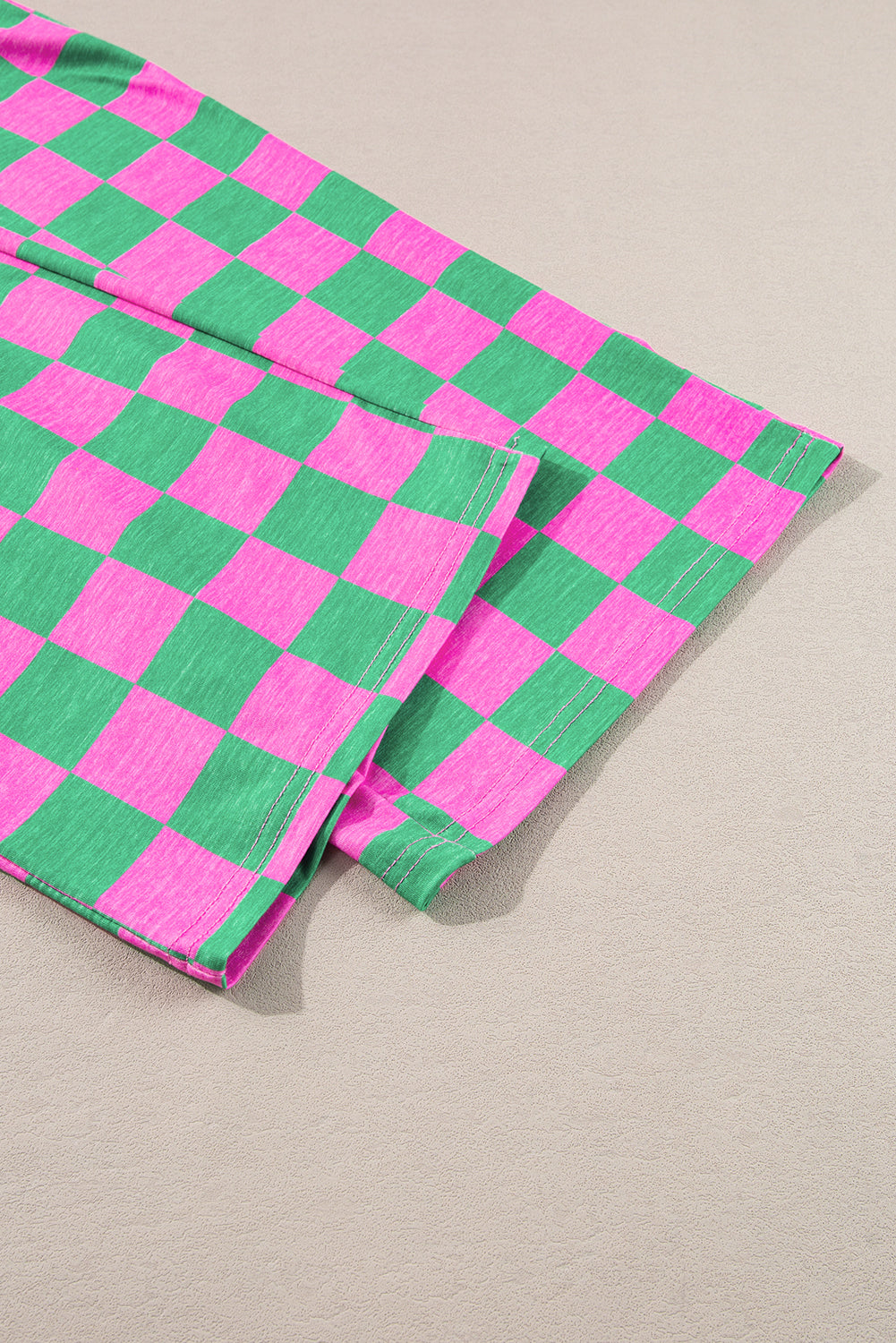 Green 2-Tone Checked Print High Waist Wide Leg Pants Pants & Culotte JT's Designer Fashion