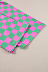 Green 2-Tone Checked Print High Waist Wide Leg Pants Pants & Culotte JT's Designer Fashion