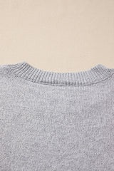 Gray Star Pattern Drop Shoulder Sweater Sweaters JT's Designer Fashion