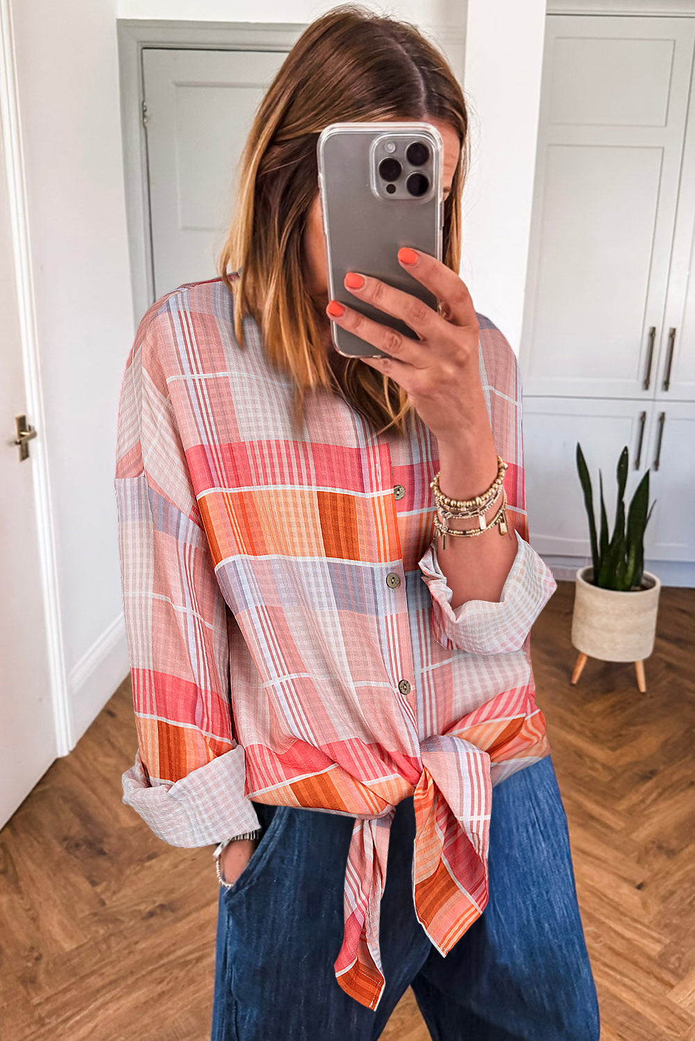 Pink Oversized Check Tunic Shirt Blouses & Shirts JT's Designer Fashion