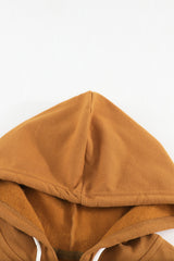 Brown Zip-Up Pocket Drawstring Hoodie Jacket Jackets JT's Designer Fashion