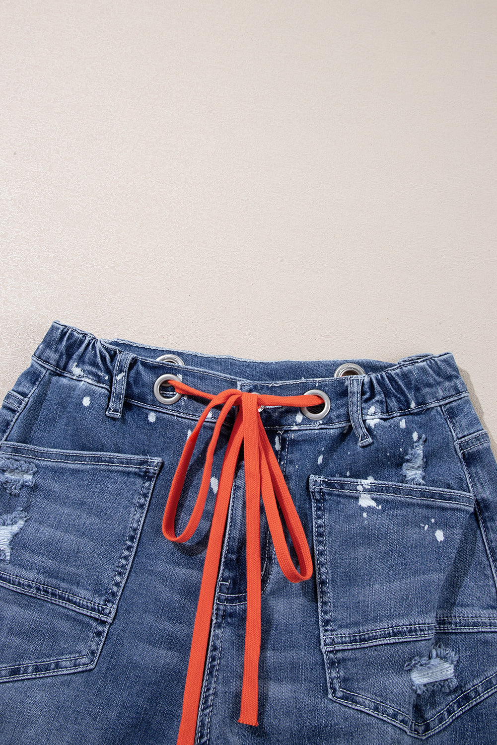 Ashleigh Blue Ripped Splattering Paint Rope Waist Cropped Straight Jeans Jeans JT's Designer Fashion