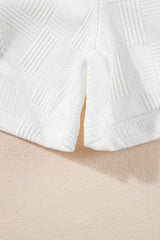 White Textured Cropped Hoodie and Shorts Set Short Sets JT's Designer Fashion