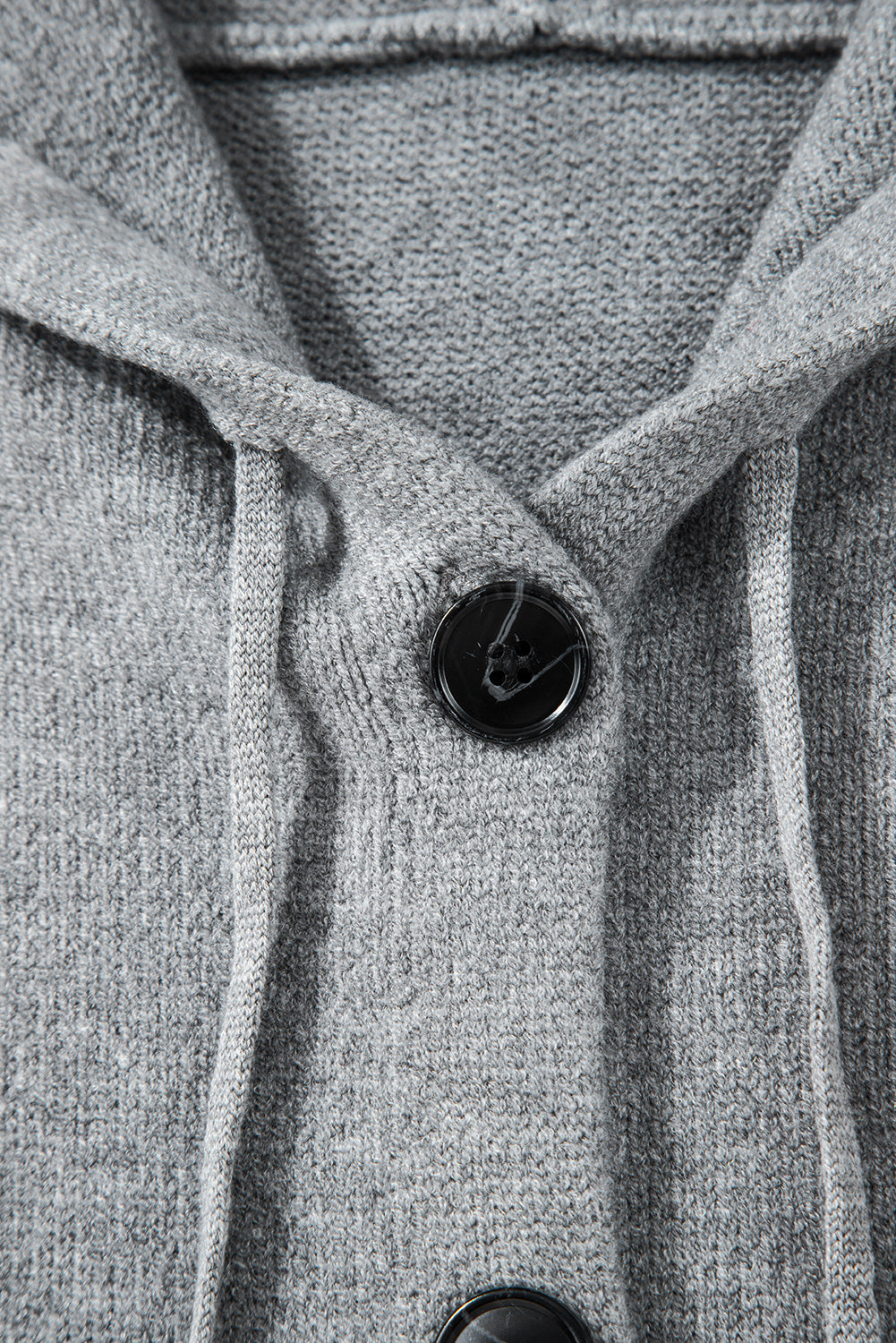 Medium Grey Drawstring Hooded Button Up Drop Shoulder Sweater Cardigan Cardigans JT's Designer Fashion