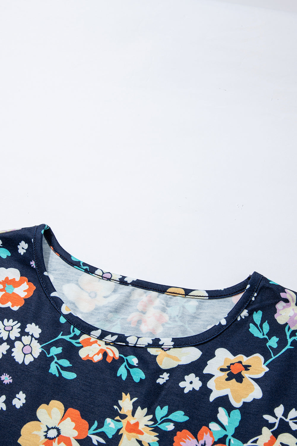 Blue Short Sleeve A-line Floral Dress Floral Dresses JT's Designer Fashion