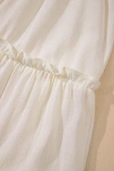 Oatmeal Solid Color Tied Straps Ruffle Tiered Mini Dress Mini Dresses JT's Designer Fashion