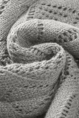 Gray Hollow-out Openwork Knit Cardigan Cardigans JT's Designer Fashion