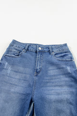 Light Blue Distressed Frayed Ankle Skinny Jeans Jeans JT's Designer Fashion