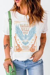 White NASHVILLE 1982 MUSIC CITY Casual T Shirt Graphic Tees JT's Designer Fashion