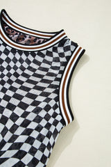 Multicolour Leopard Checkered Double Printed Reversible Sleeveless Long Dress Maxi Dresses JT's Designer Fashion