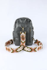 Gray Double Zipper Faux Leather Backpack Backpacks JT's Designer Fashion