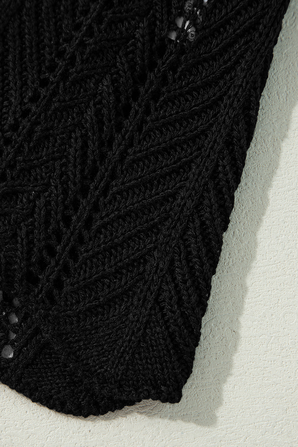 Black Crochet Hollow Out Open Front Cardigan Cardigans JT's Designer Fashion