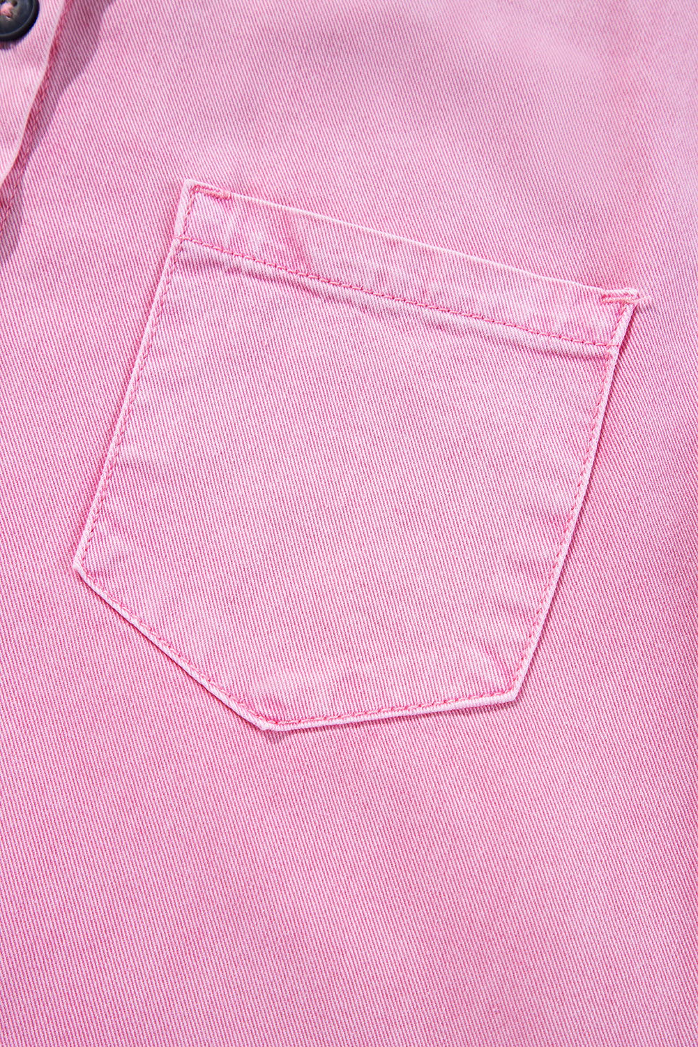 Pink Short Sleeve Double Chest Pocket Denim Shirt Dress Mini Dresses JT's Designer Fashion