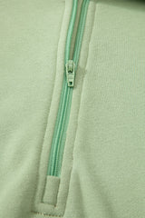 Smoke Green Quarter Zip Stand Neck Kangaroo Pocket Sweatshirt Sweatshirts & Hoodies JT's Designer Fashion