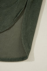 Jungle Green Oversized Corduroy Contrast Hooded Shacket Jackets JT's Designer Fashion