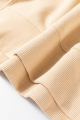 Beige Contrast Striped Patchwork Drop Shoulder Loose Sweatshirt Sweatshirts & Hoodies JT's Designer Fashion