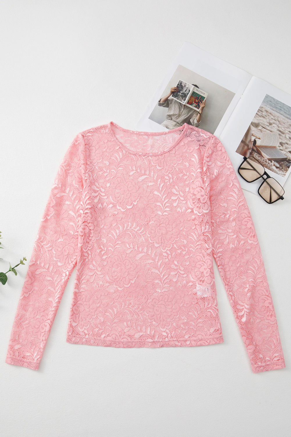 Blossom Floral Lace Sheer Long Sleeve Top Long Sleeve Tops JT's Designer Fashion