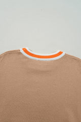 Parchment Colorblock Striped Trim Drop Shoulder Sweater Sweaters JT's Designer Fashion
