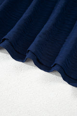 Sail Blue Shellfish Coral Embroidery Puff Sleeve Frilled Neck Blouse Blouses & Shirts JT's Designer Fashion