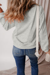 Gray Solid Fleece Lined Drop Shoulder Terry Sweatshirt Sweatshirts & Hoodies JT's Designer Fashion