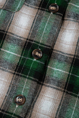 Green Plaid Print Chest Pocket Buttoned Hooded Shacket Plaid Shackets JT's Designer Fashion