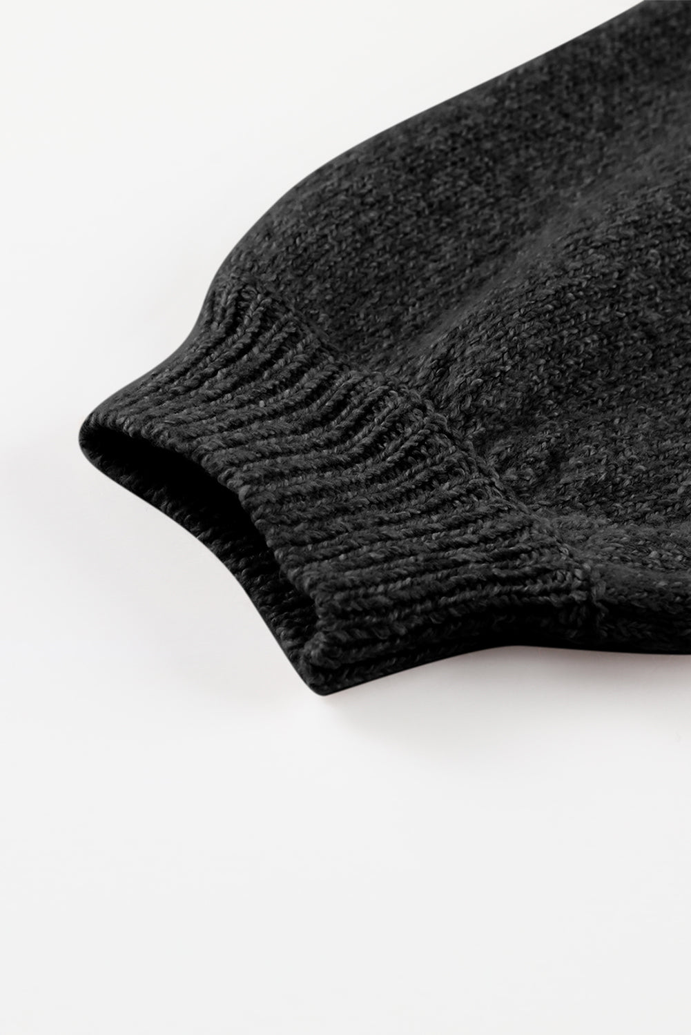 Black Eyelet Pattern Detail V Neck Drop Shoulder Sweater Sweaters JT's Designer Fashion