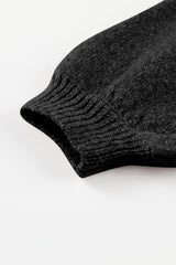 Black Eyelet Pattern Detail V Neck Drop Shoulder Sweater Sweaters JT's Designer Fashion