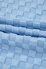 Beau Blue Checkered Pocketed High Waist Wide Leg Overall Jumpsuits & Rompers JT's Designer Fashion